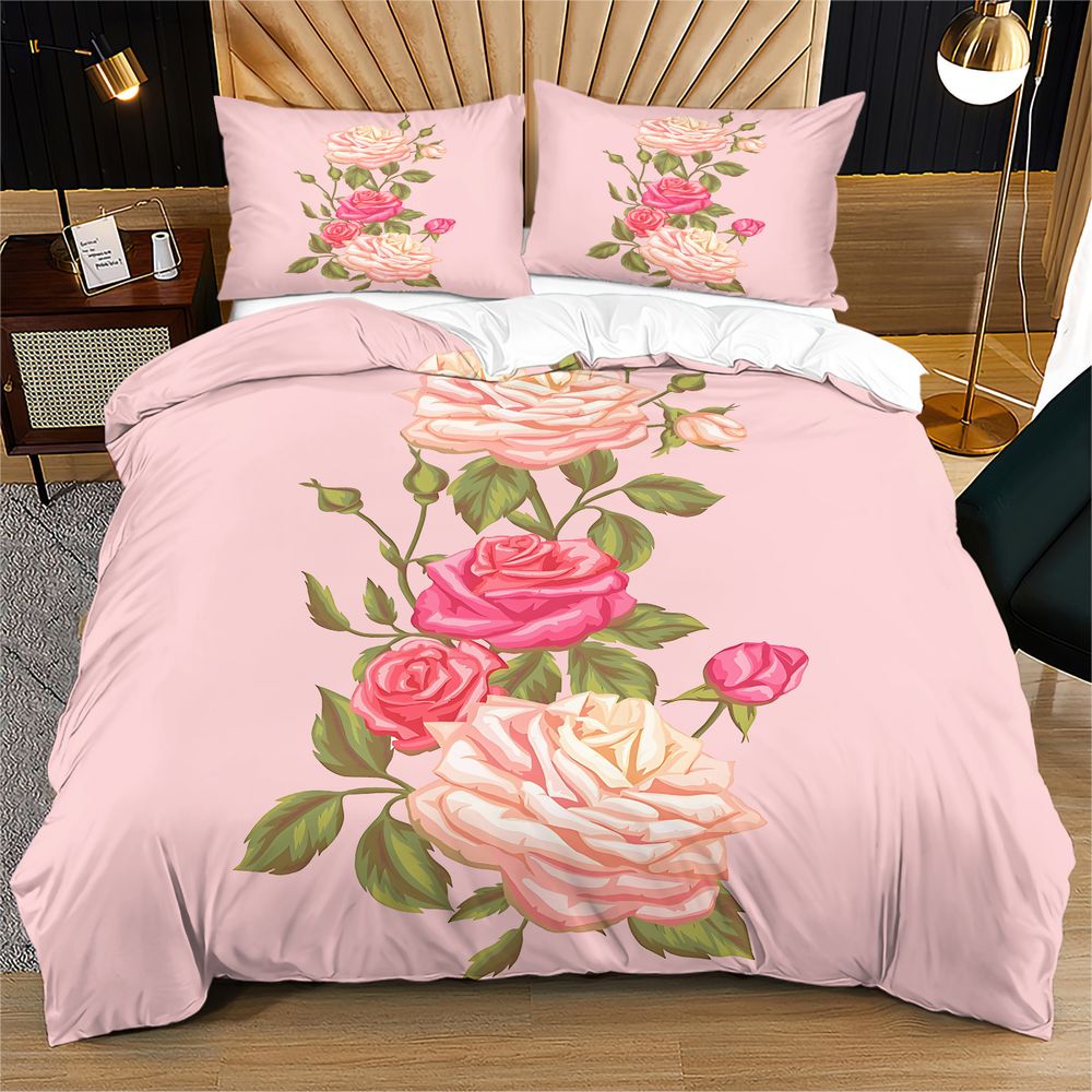 Aesthetic Floral Duvet Cover - Parure de lit imprimée fleurs roses
