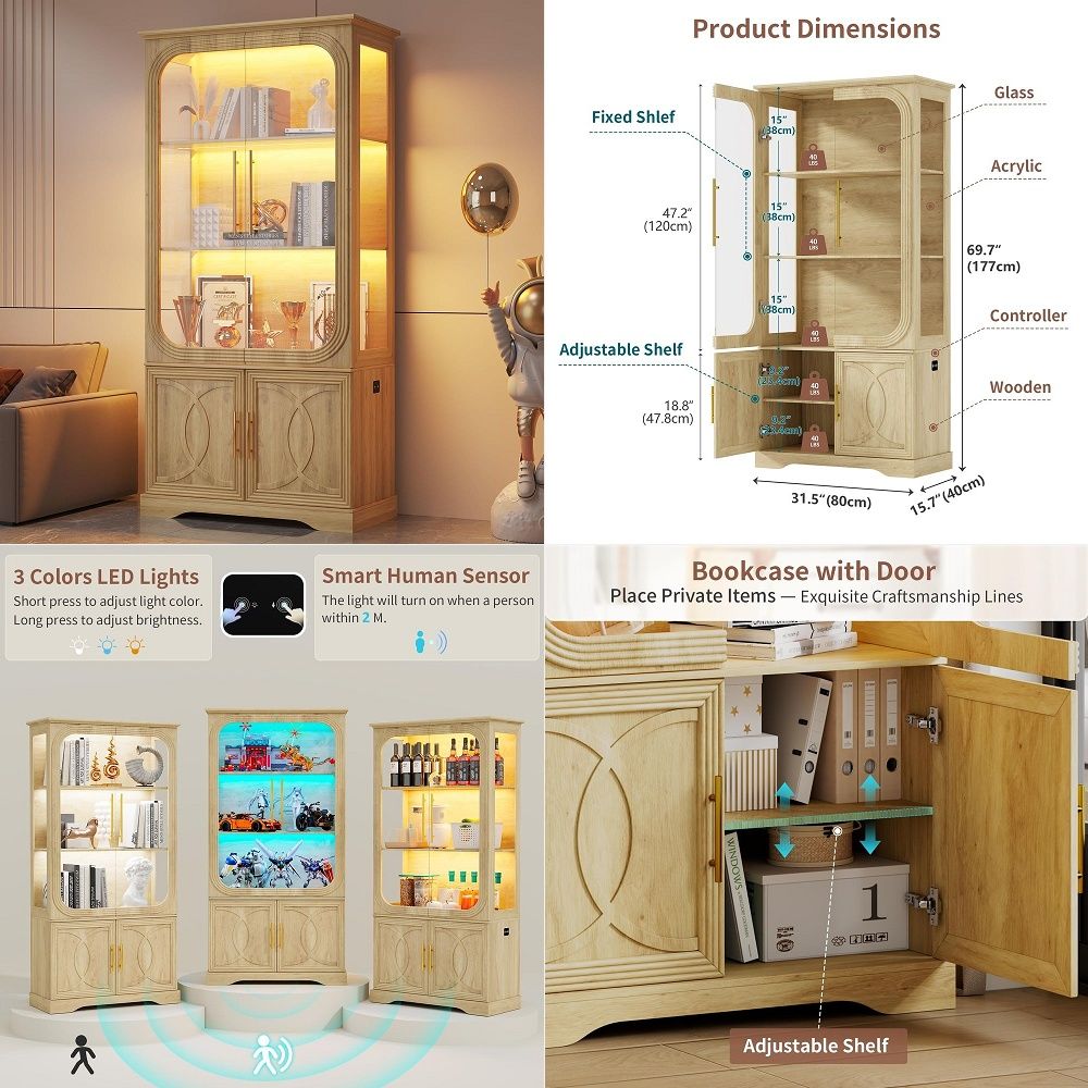 Storage & Organization - Vitrine avec portes en verre et