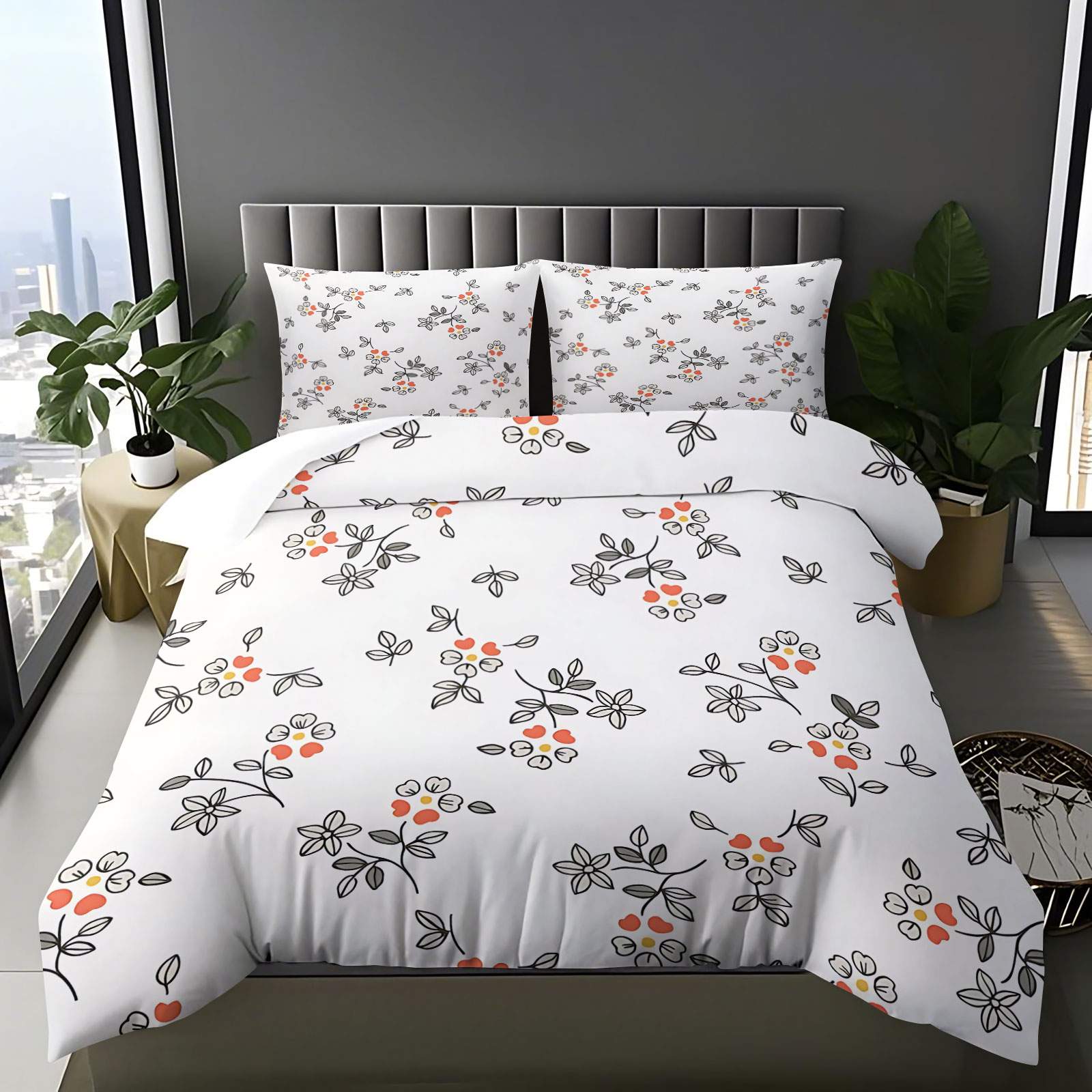 Aesthetic Floral Duvet Cover - Parure de lit 2/3 pièces minimaliste