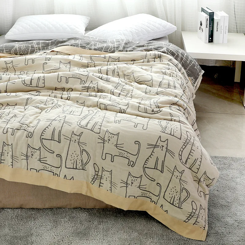 Muslin Cotton Bedspread - WASART-Couverture de Couette en Mousseline de