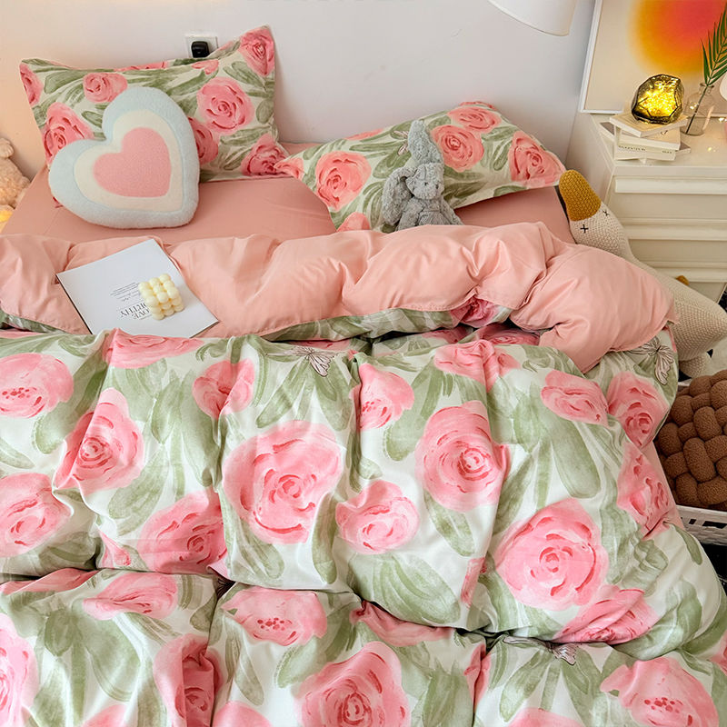 Duvet Cover Sets With Zipper - Rose Rose housse de couette ensemble