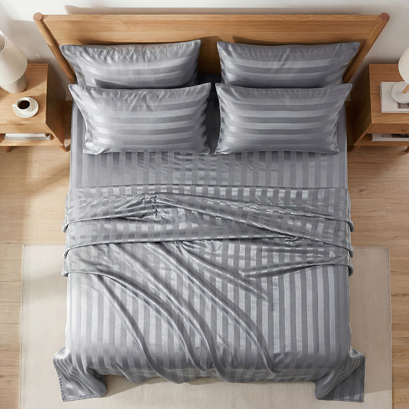 Parure de draps en satin rayé  - Fitted Bed Sheets Deep Pocket avis et prix